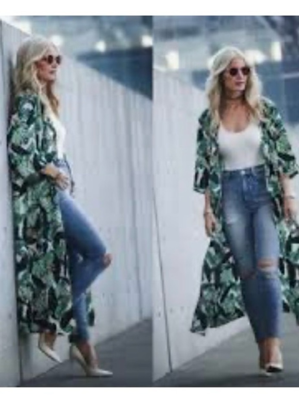 RACHEL ZOE • Palm Print Duster Kaftan Jacket in a Beautiful Tropical Palm Print - Picture 14 of 16